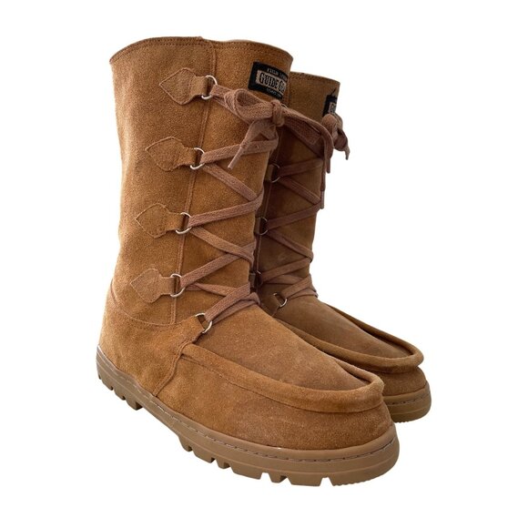 Guide Gear Shearling Leather Boots Size 11 Tan Lace-Up Winter Ready Wool Lined - Picture 1 of 10